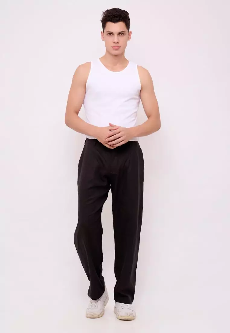 Midnight Celana Panjang Linen Pria Hitam | Linen Loose Pants Men Black