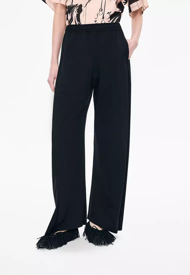 Cotton Banana Pants with Overlock Stitching, Extra-Long Length