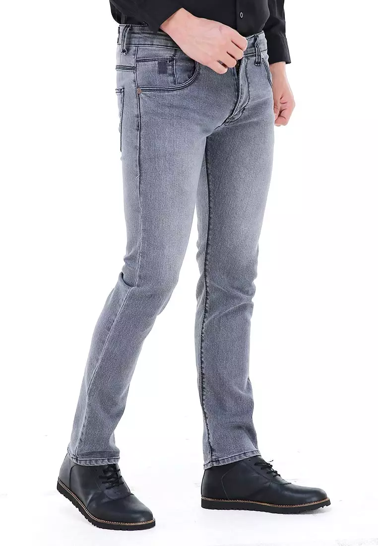 Locko Celana Panjang Denim Pria Semi Slim Fit Casual Long Pants Material Jeans ORIGINAL