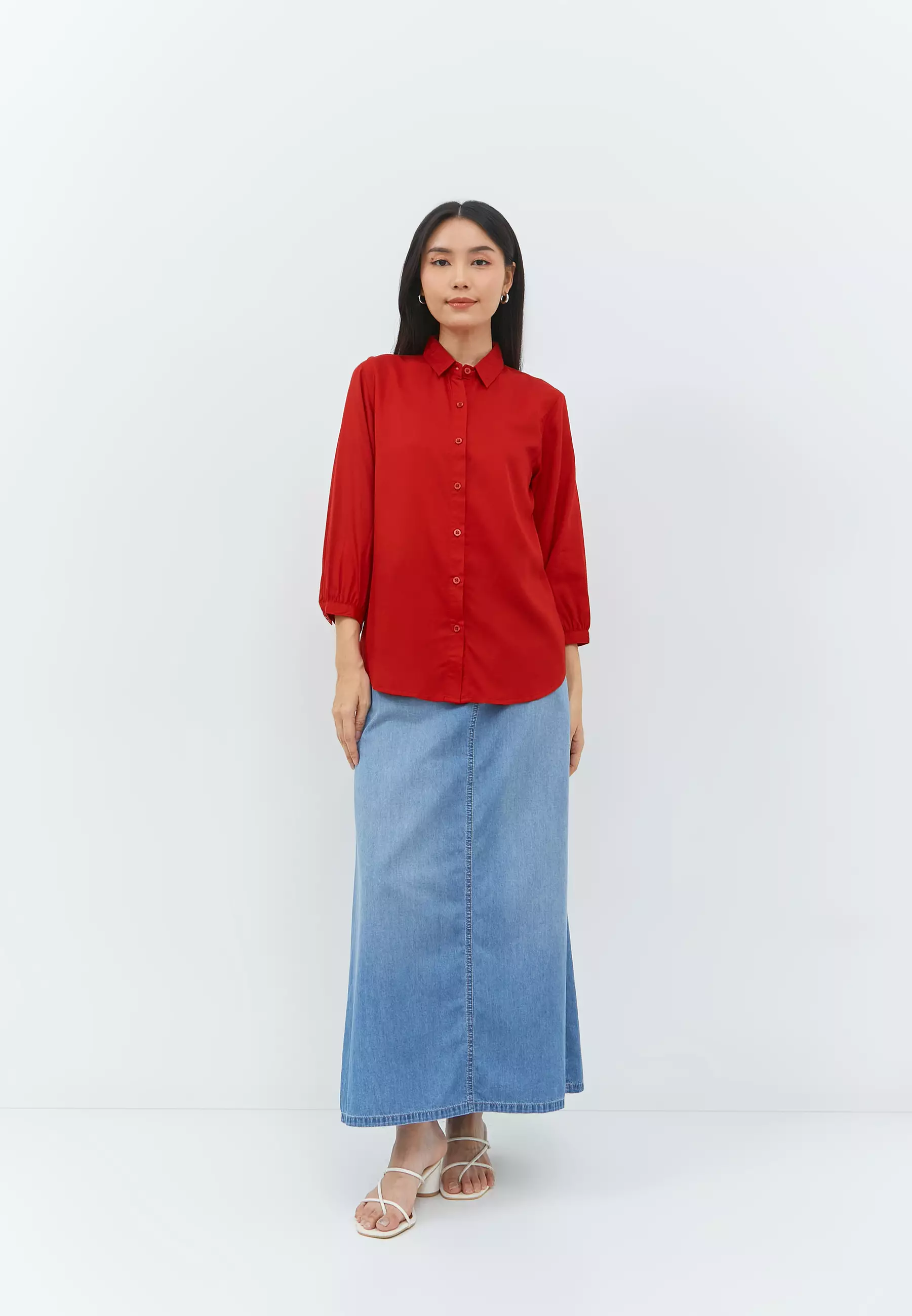 Jual Geela Della Red Shirt (G.13132) Original 2026 | ZALORA Indonesia