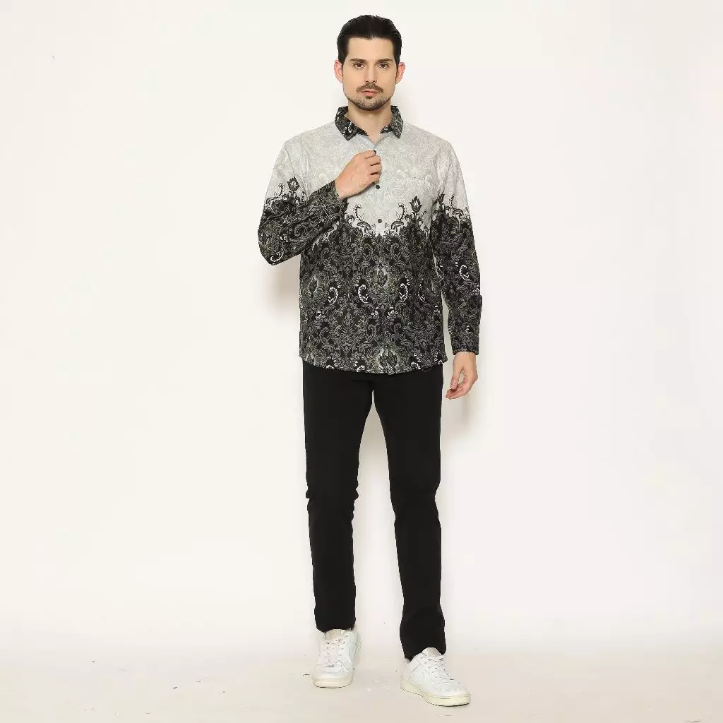AMK Kemeja Batik Pria Lengan Panjang SHB Aru L/S Grey