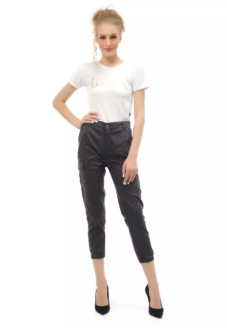 Jourel Jogger Pants Kasual Wanita Material Cotton ORIGINAL - Gray