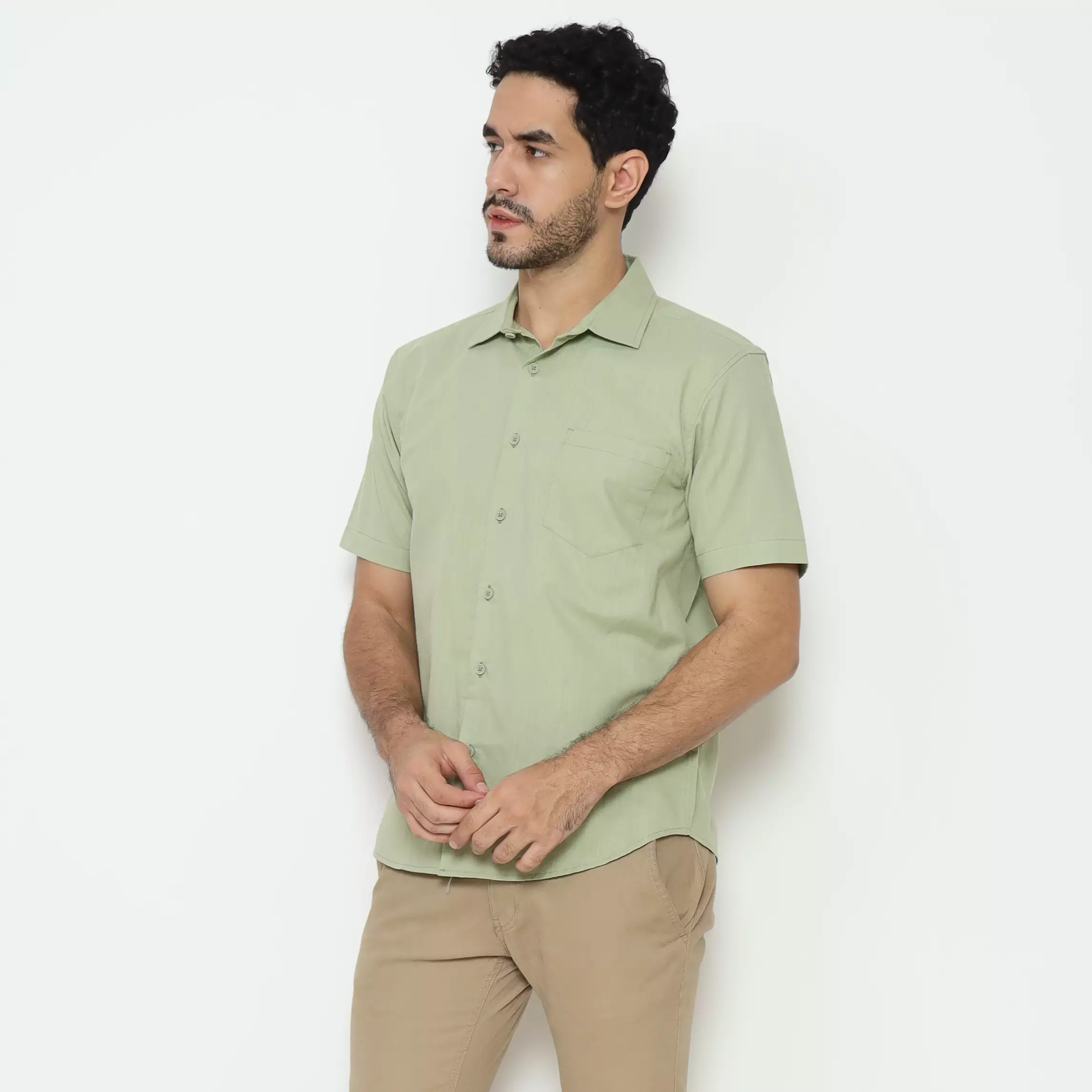 AMK Kemeja Pria Lengan Pendek SHS Ambara S/S Sage Green