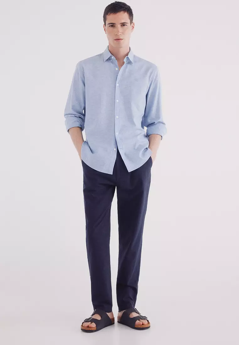 Slim Fit Linen Chino Pants