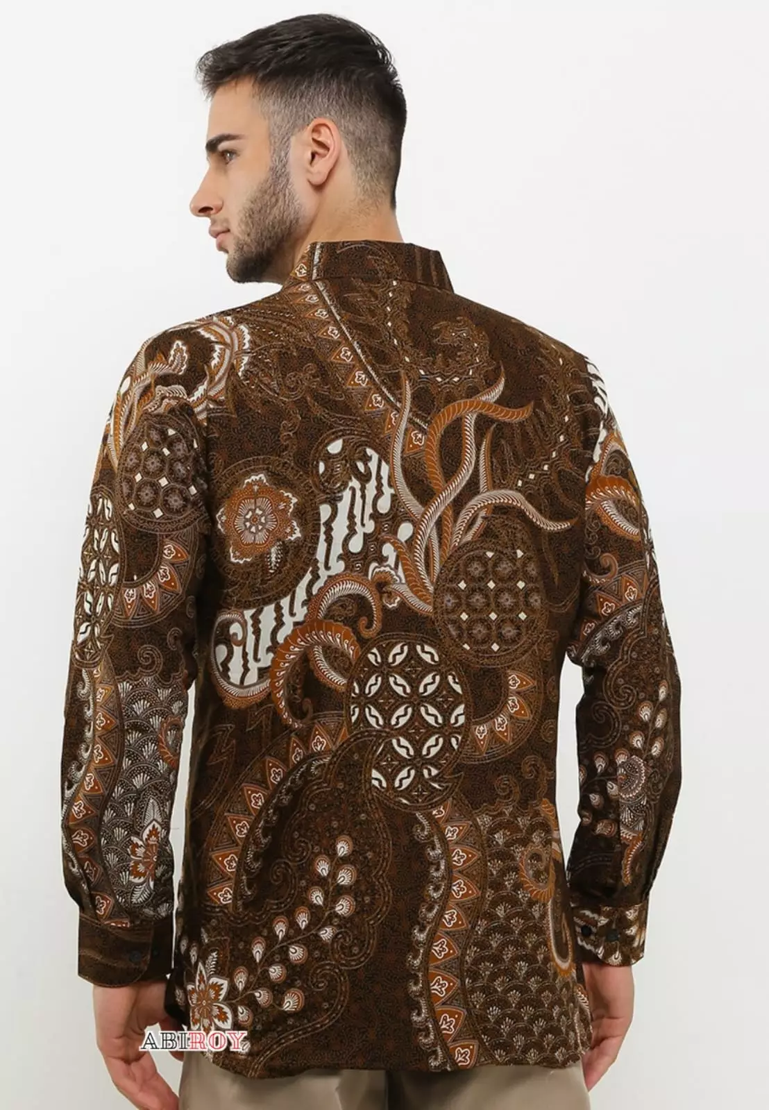 Kemeja Batik Pria Premium Slimfit Elegant Modern Lengan Panjang Kertajaya Coklat
