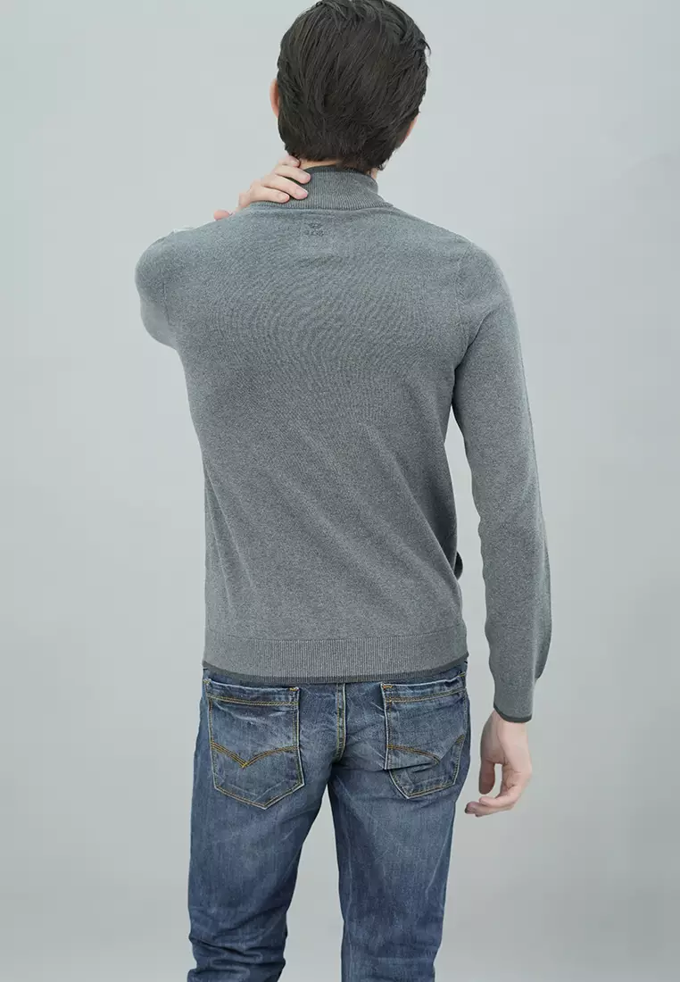 LGS - Sweater Casual Pria Resleting Aktif Two Pockets Warna Abu-Abu Kombinasi - CST.260.D065.30.C-L/S