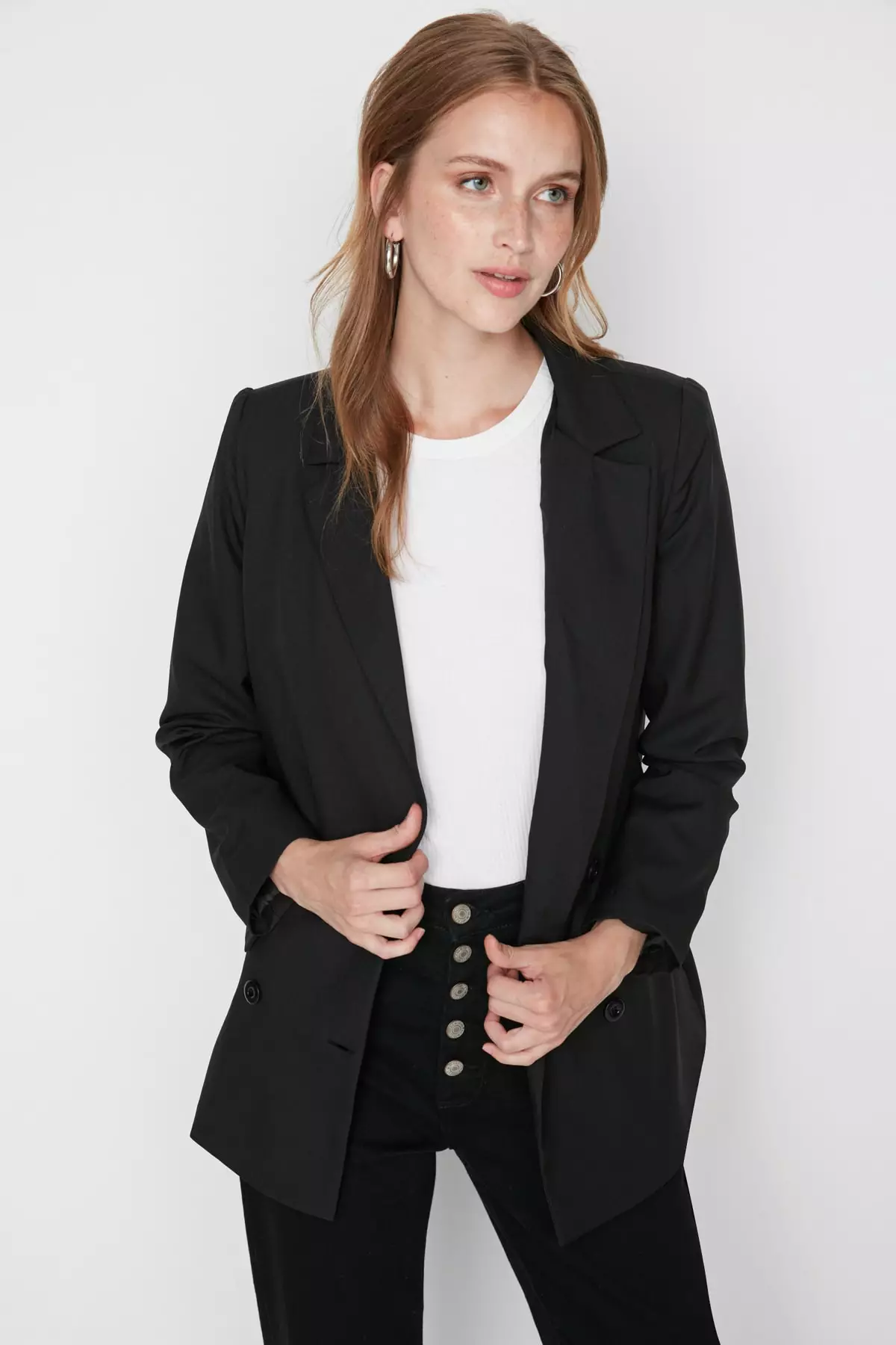 Double Breasted Buttoned Blazer
