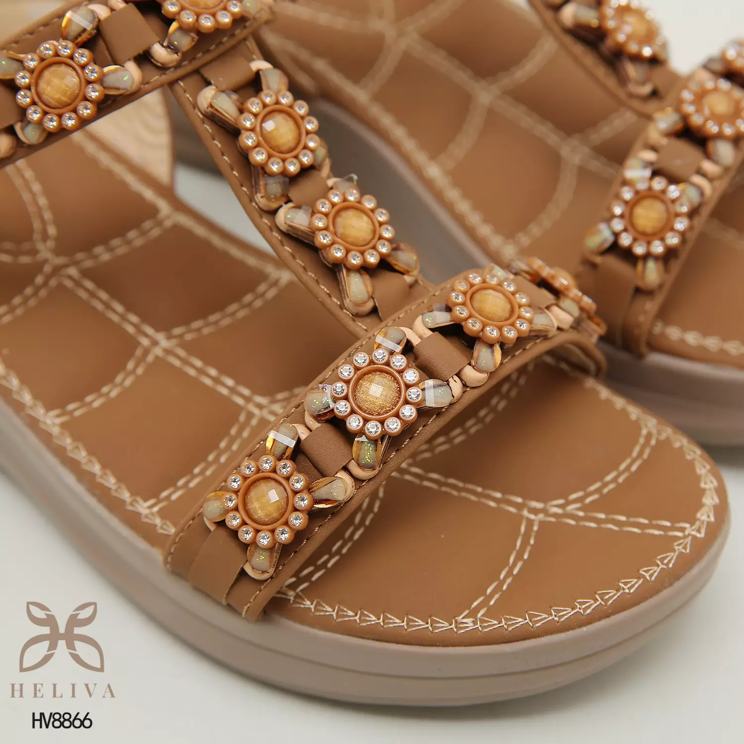 Heliva Denia Comfy Wedges Flower Beads Cute Looks