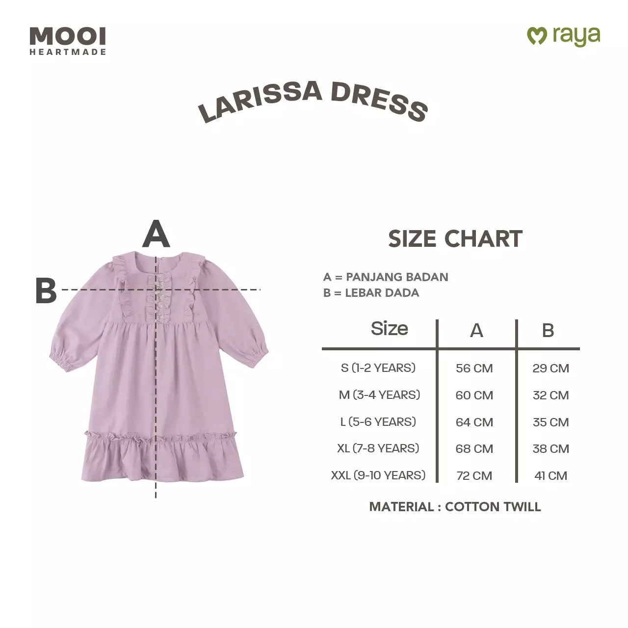 Mooi Dress Anak Gamis Anak Perempuan Raya Collection Larissa Dress - Lilac