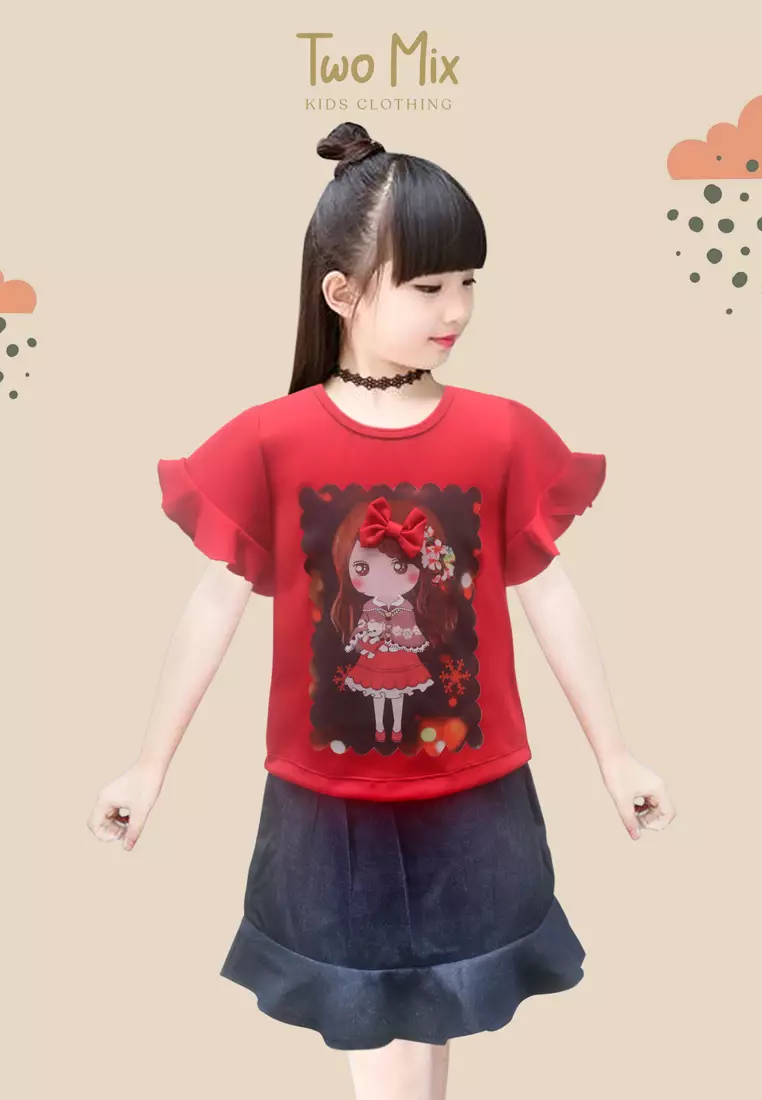 Two Mix Setelan Anak Perempuan Digital Printing Nonik Cantik 1-8 Tahun 4246