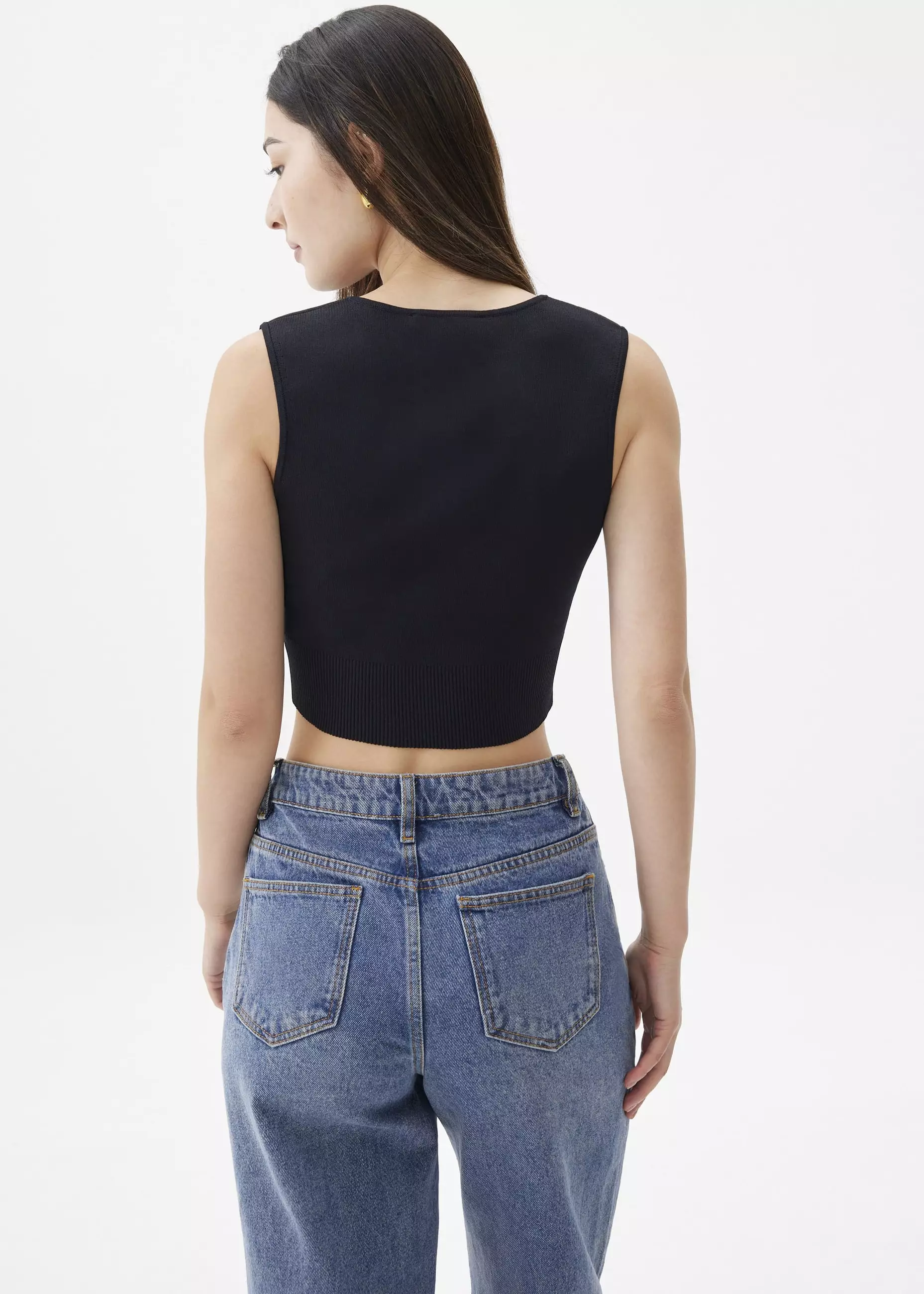 Atasan Wanita - Sree Knit V-neck Crop Top