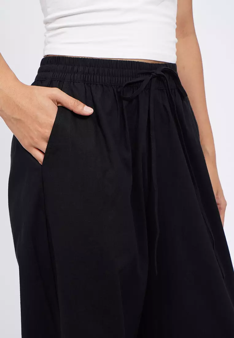 Wide Leg Linen-Blend Pants