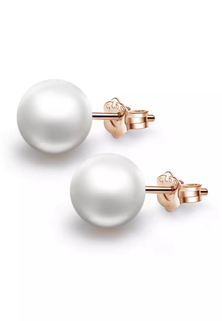 YOUNIQ Pearly 925 Sterling Silver Earrings (Rosegold)