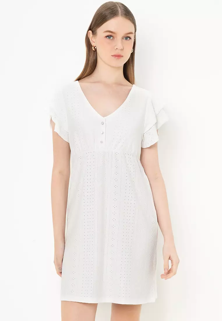 JACQUELINE DE YONG Cathinka Short Sleeves V-Neck Dress