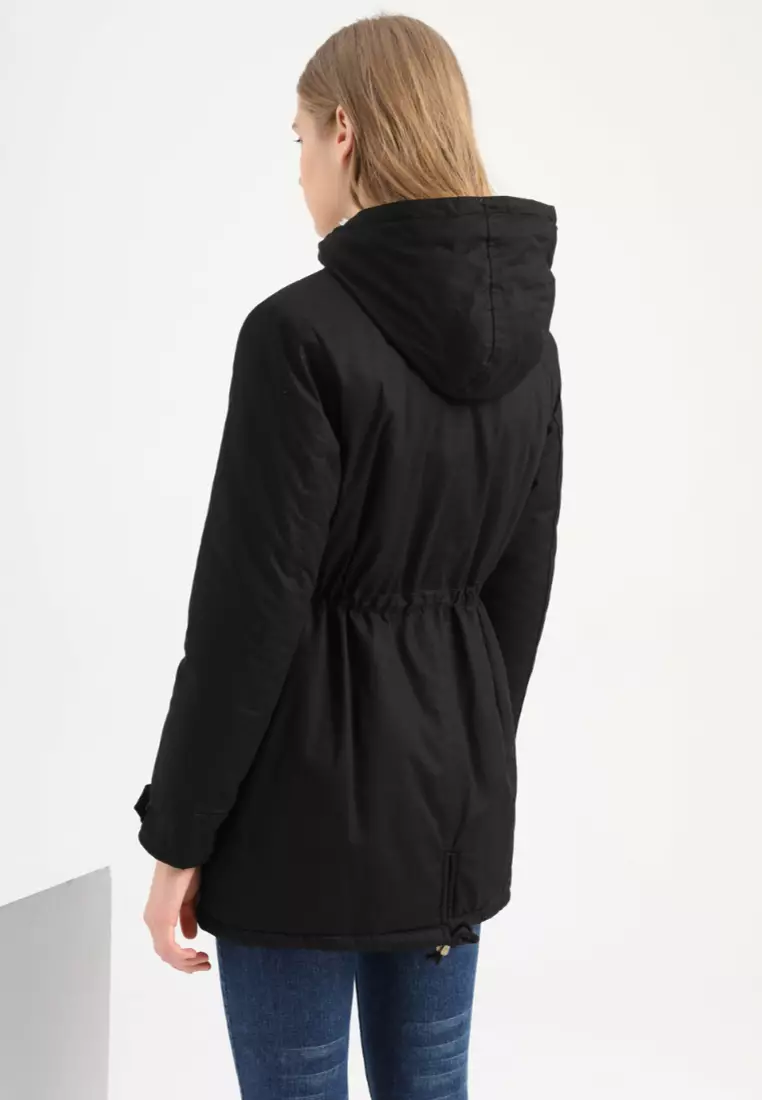 Fleece-lined Hooded Cotton Coat AD-D337