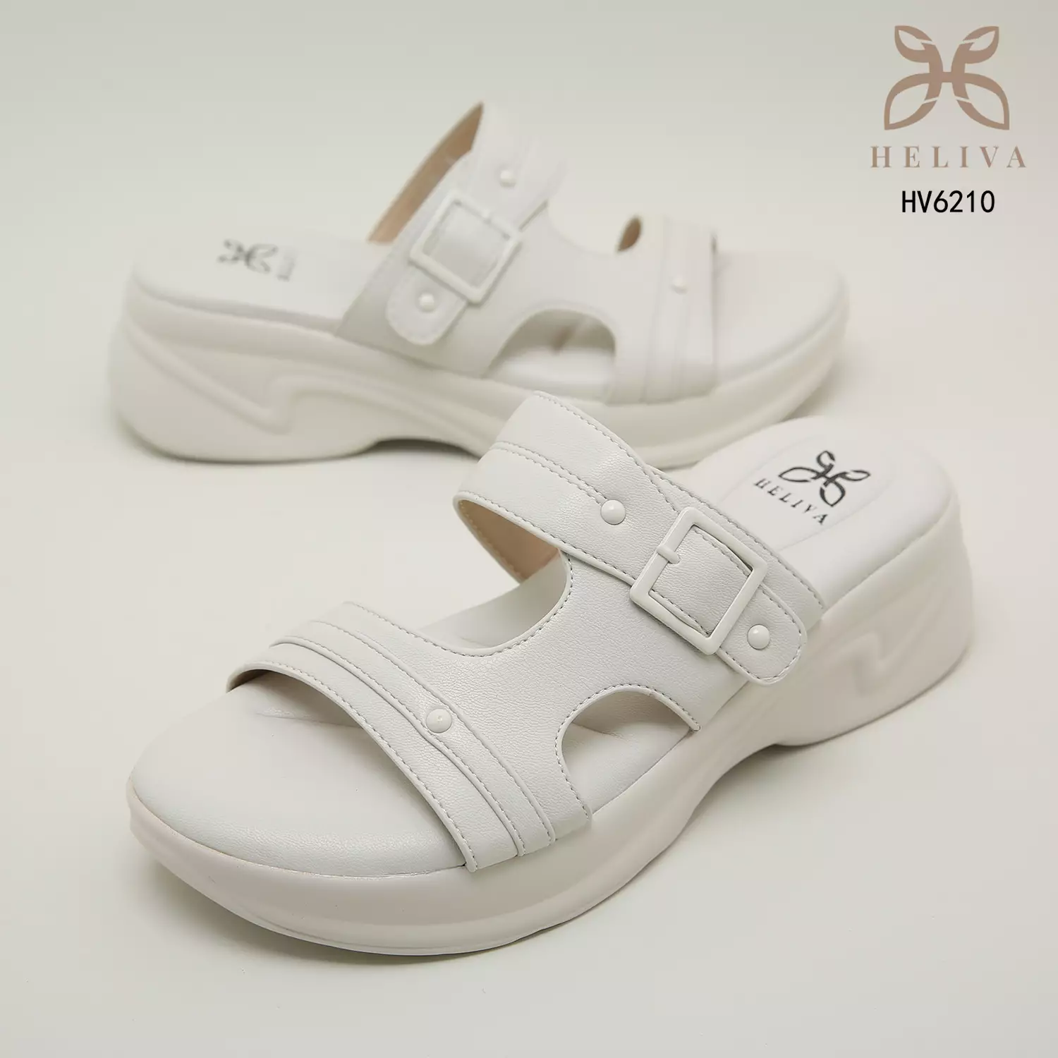 Heliva Julia Slide Slip On Wedges Double Strap Sol 5 cm