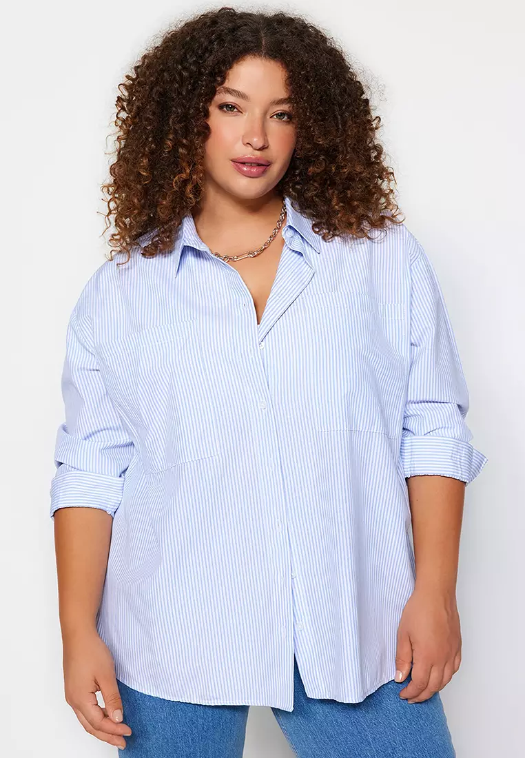 Buy Trendyol Plus Size Pinstripe Shirt Online