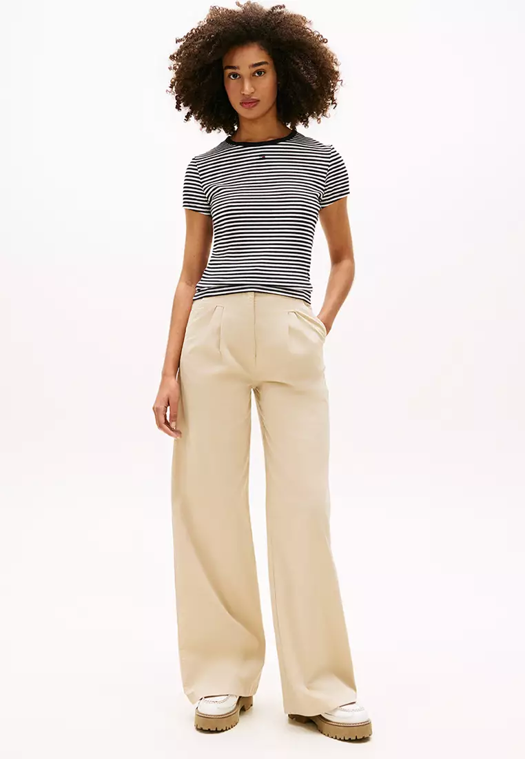 羅紋修身圓領T恤 - Tommy Jeans