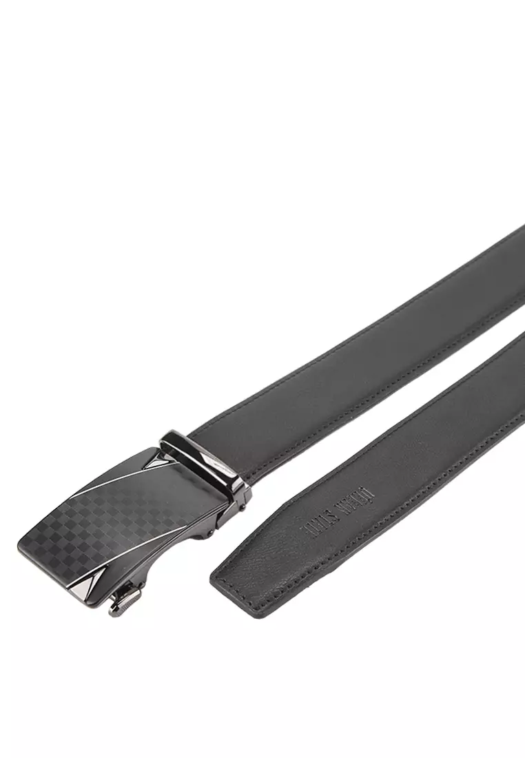 Cavalier Silver Plate Buckle Top Grain Leather Belt