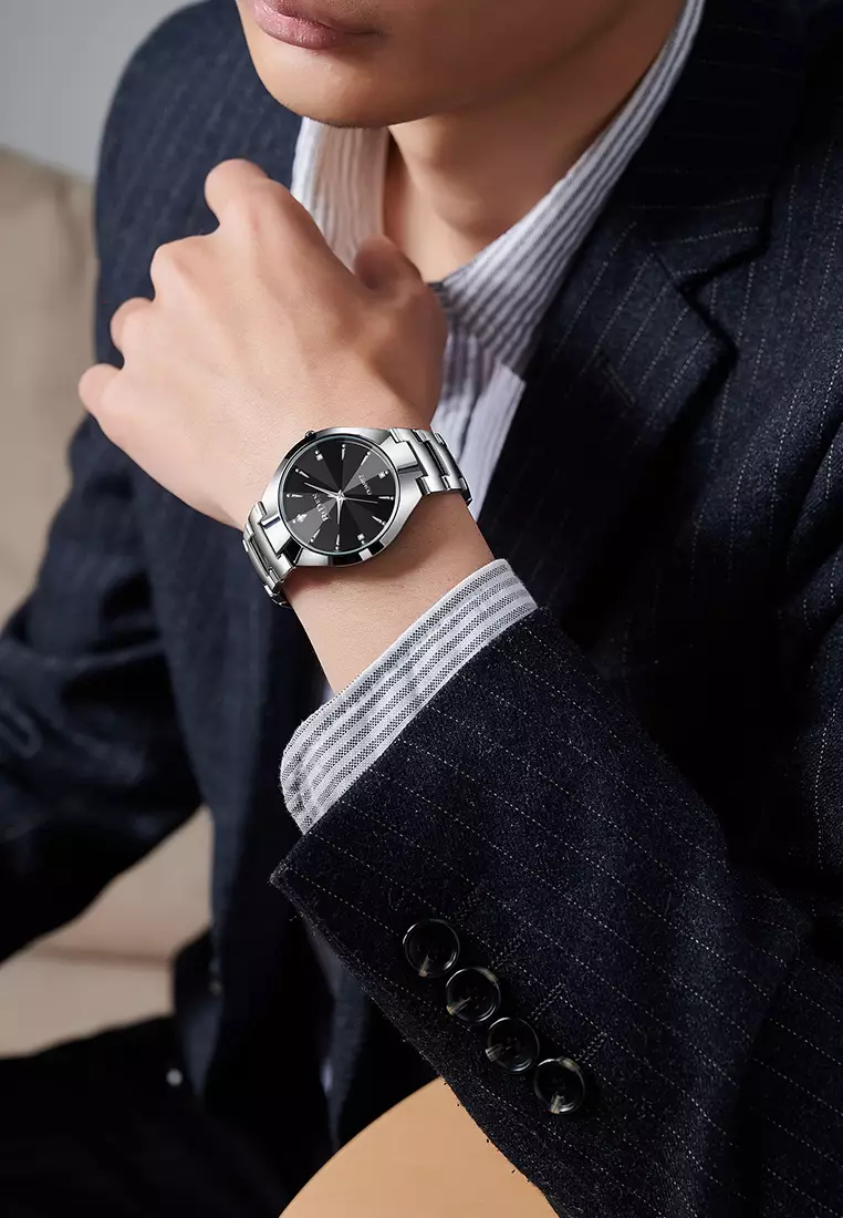 Jam Tangan Pria Bisnis 3 ATM Anti Air Tali stainless steel Jam Tangan Cowok