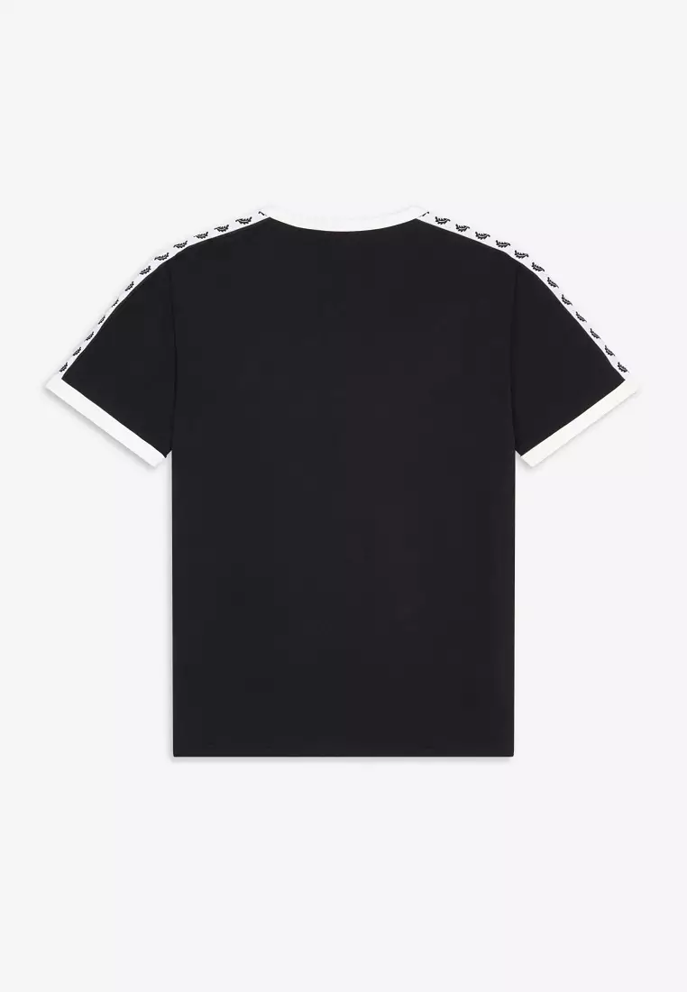Fred Perry ブラック Taped Ringer Tシャツ Taped Ringer T-Shirt - Snow White | Men's T-Shirts