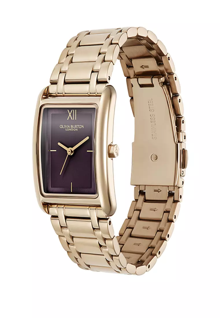 Olivia Burton Tank Midnight Plum Sunray Inner Frame & Powdered Centre Etched Dial RG 30 x 21mm - 24000196