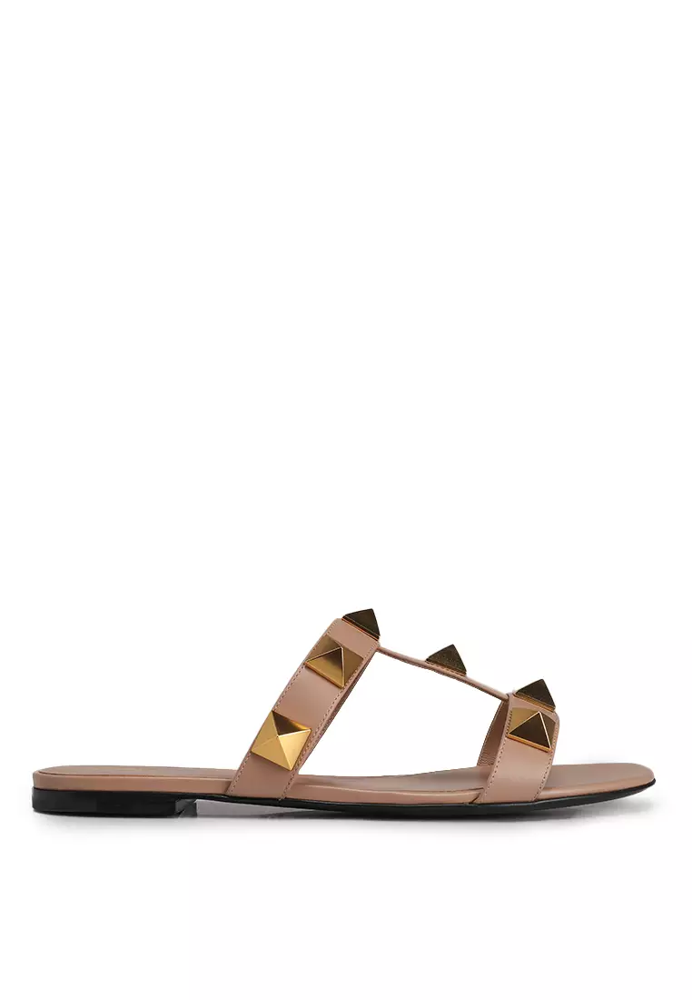 Discount on Valentino  shoes - SKU: Roman Stud Flat Sandals (ik)