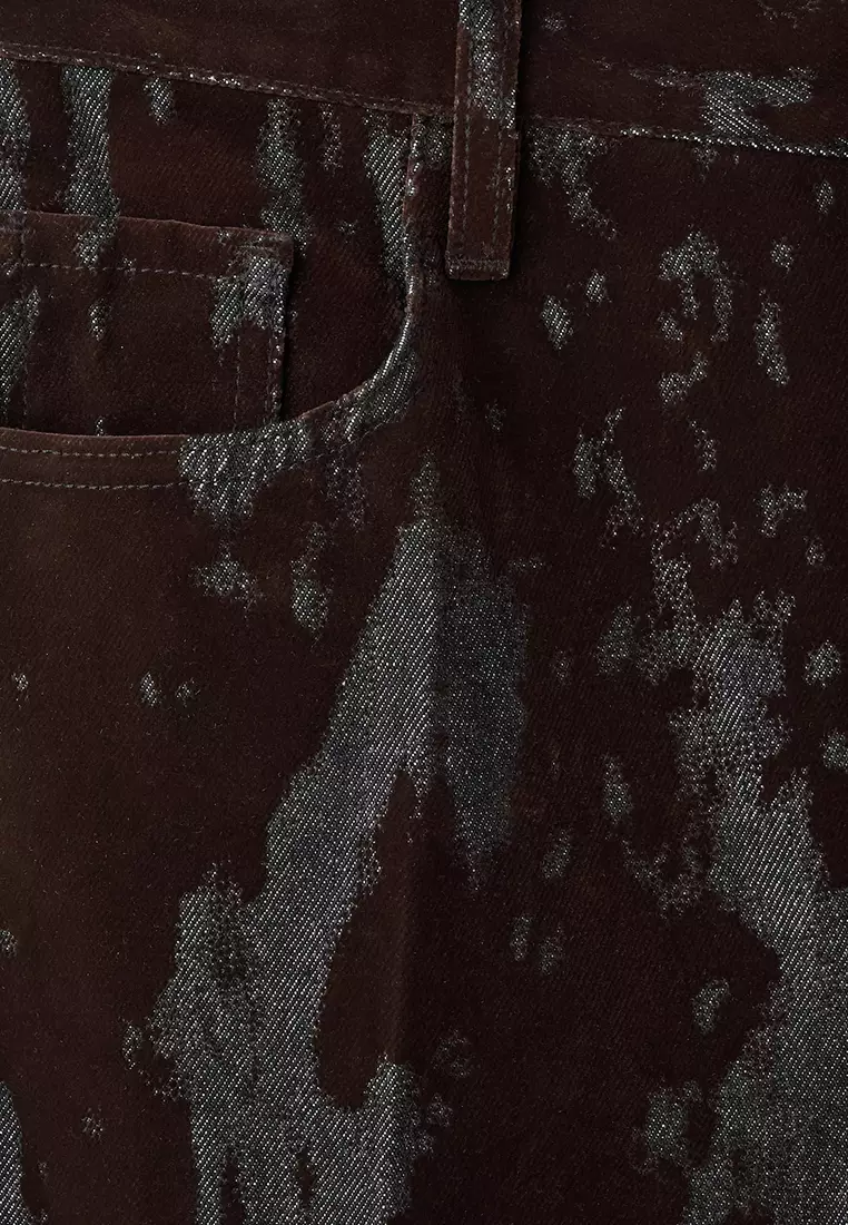 Wide-Leg Devoré Jeans