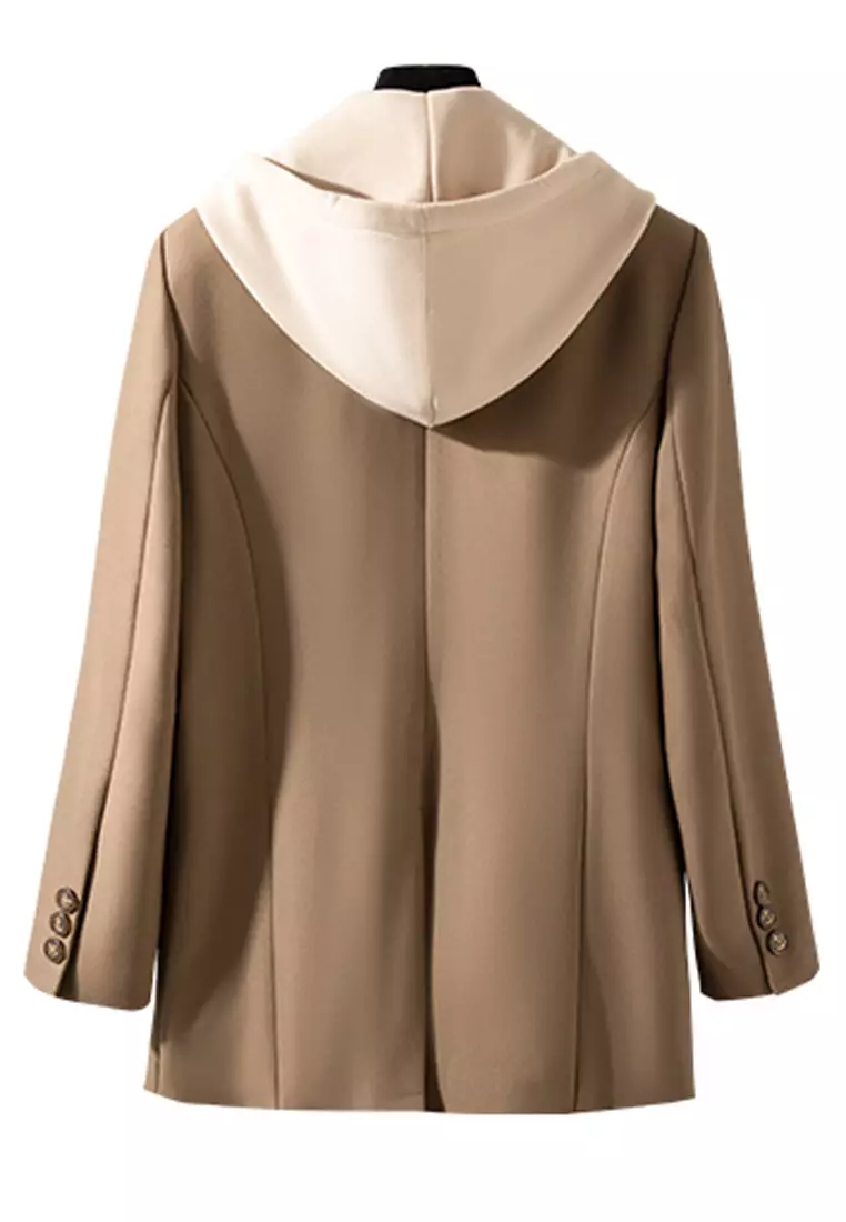 Double Breasted Blazer With Removable Hat