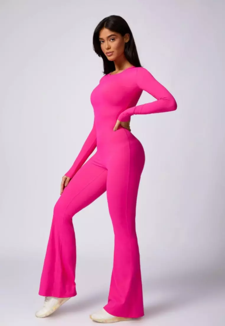 Selene Open Back Flare Jumpsuit – Sculpting Fit Premium Stretch Women Gym to Streetwear