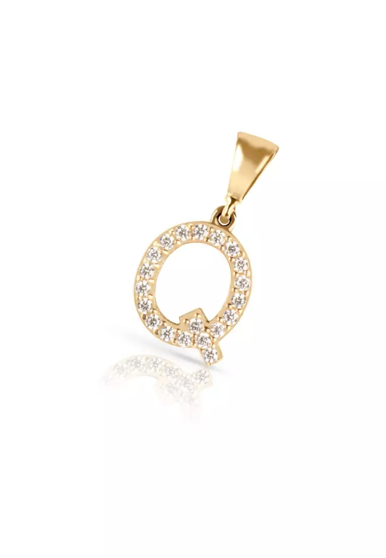 Initial Q Mini Letter Pendant 14k Gold