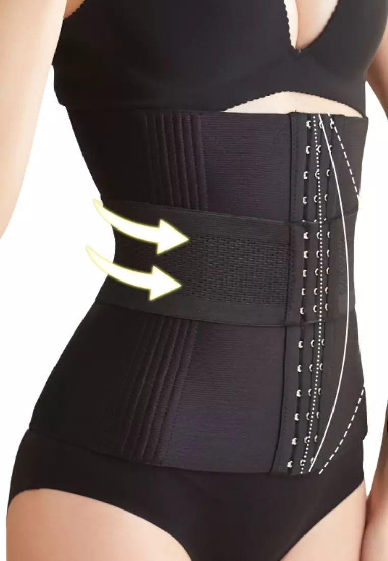 Premium Saloma High-Waisted Shaping & Compression Girdle Body Shaper Shapewear in Black