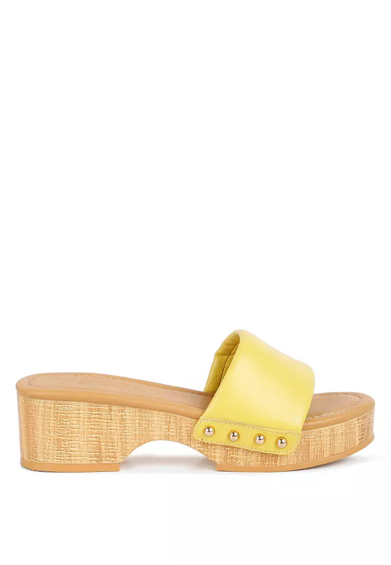 Buy Rag CO. Lime Green Stud Embellished Wedge Sandals 2024