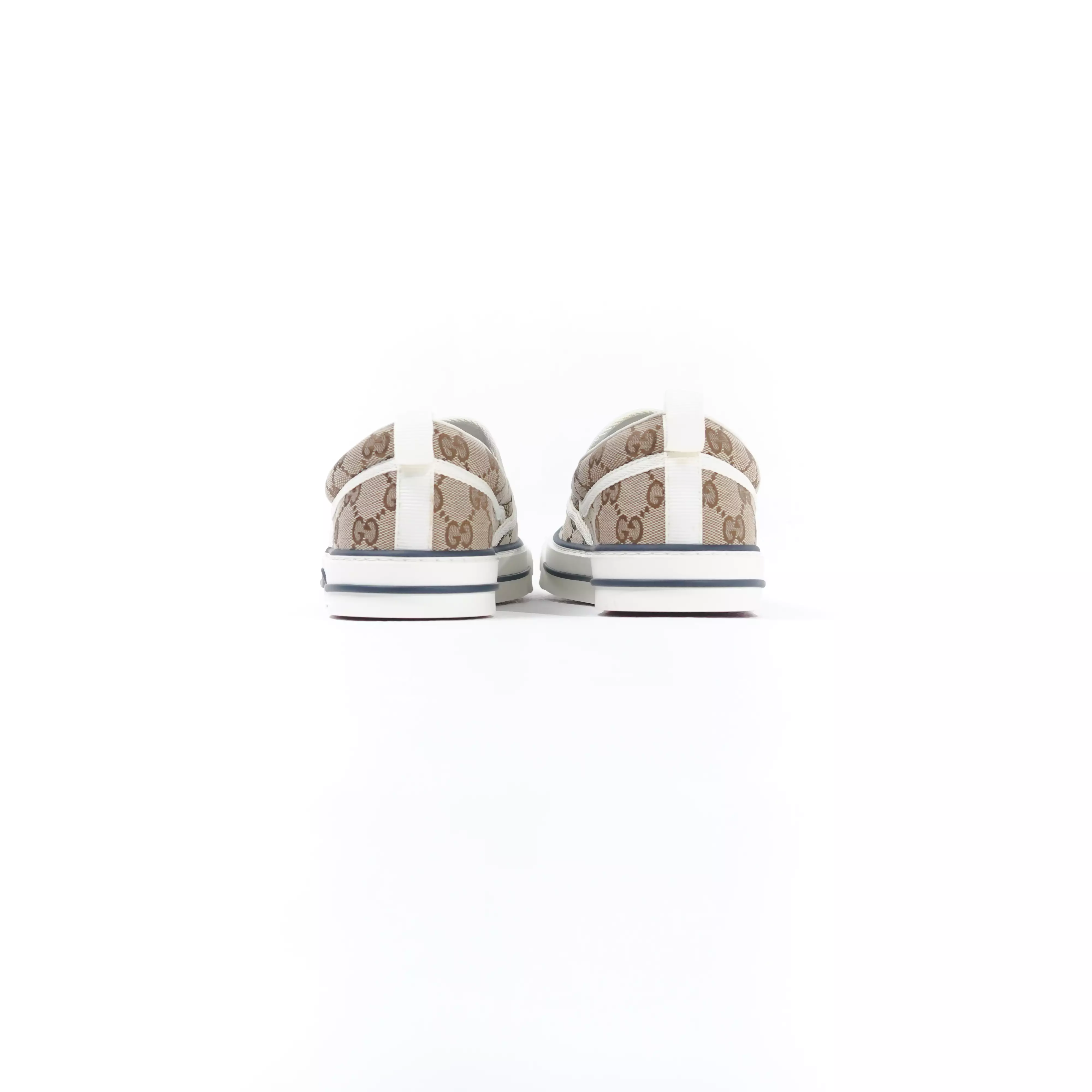 Sepatu GUCCI GG MONOGRAM BEIGE WHITE SLIP ON 100% ORIGINAL