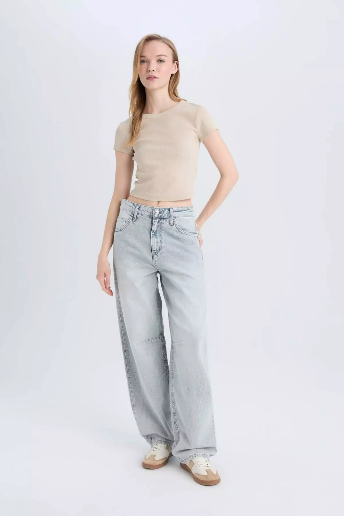 Coool Fitted Basic Plain Ribbed Camisole Short Sleeve T-Shirt E0287Ax25Sm