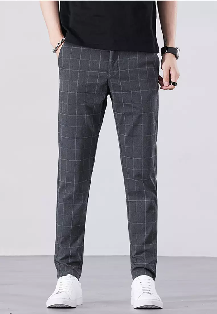 Checked Slim Fit Suit Pants