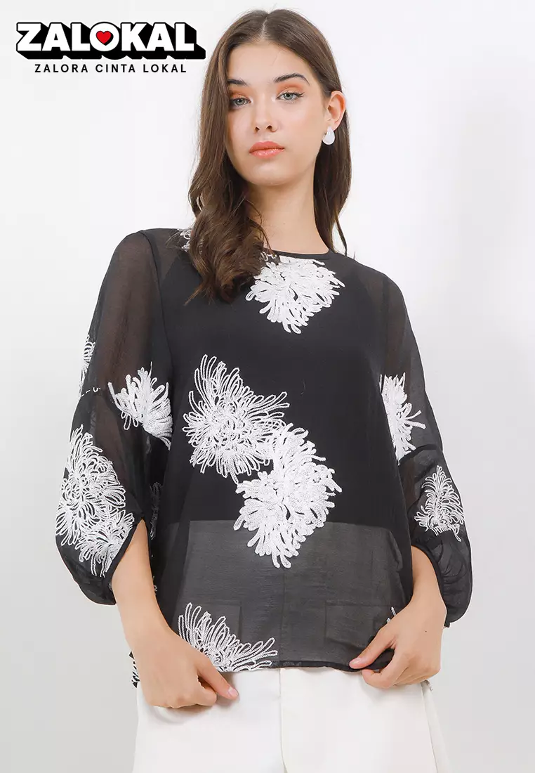 Co´Couture - Novincc Emb Ss Blouse 45188 - 11 - Off White