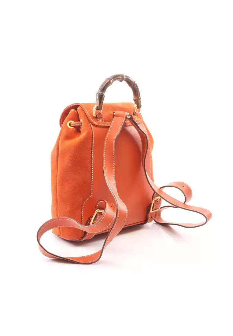 Gucci Pre-Loved Gucci Bamboo Backpack rucksack suede leather  display picture 3