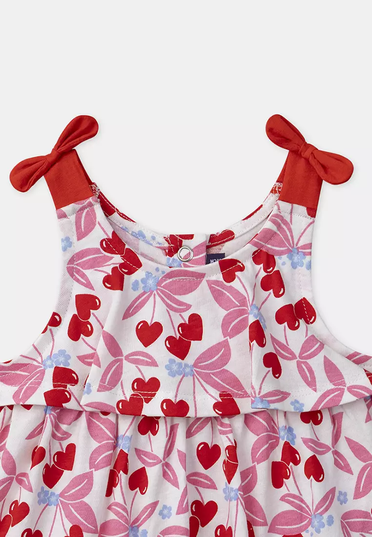 Cherry and heart print bodysuit dress