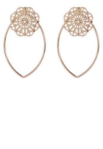 Filigree Outline Front And Back Earrings,zalora 台灣門市 飾品配件, 飾品配件
