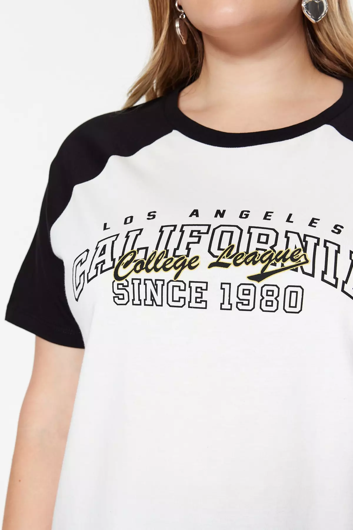 Buy Trendyol Plus Size Ecru Knitted Color Block Printed Tshirt 2024 Online ZALORA Singapore