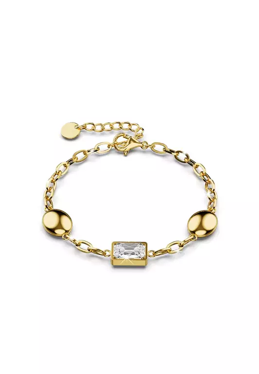 Oval Square Zirconia Bling Bracelet in Gold