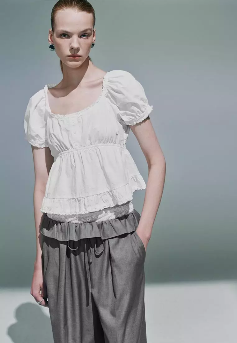 Ruffle Hem Overhead Blouses