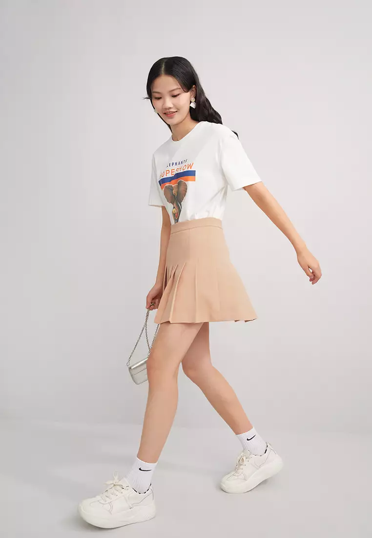 High Waist A-Line Pleated Mini Skirt