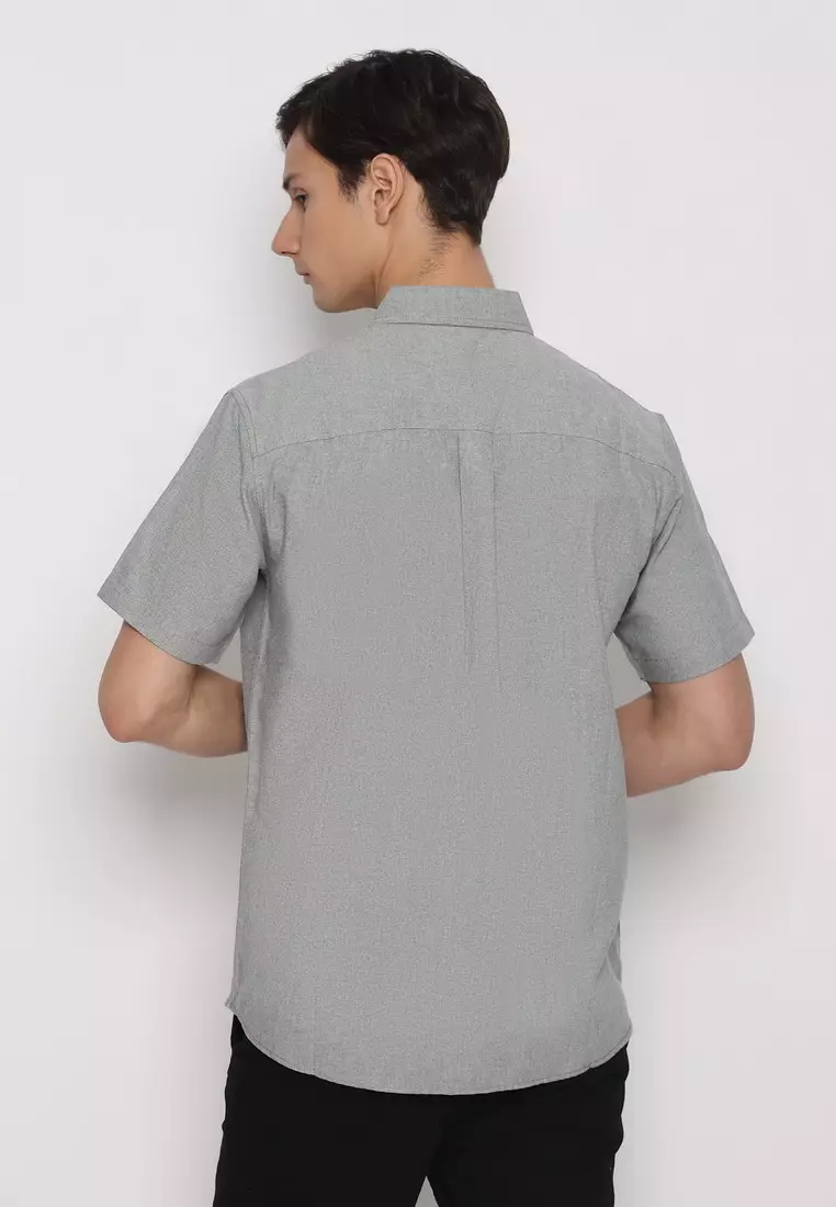 RBJ Kemeja Polos Cotton Oxford Black Regular Fit Pria