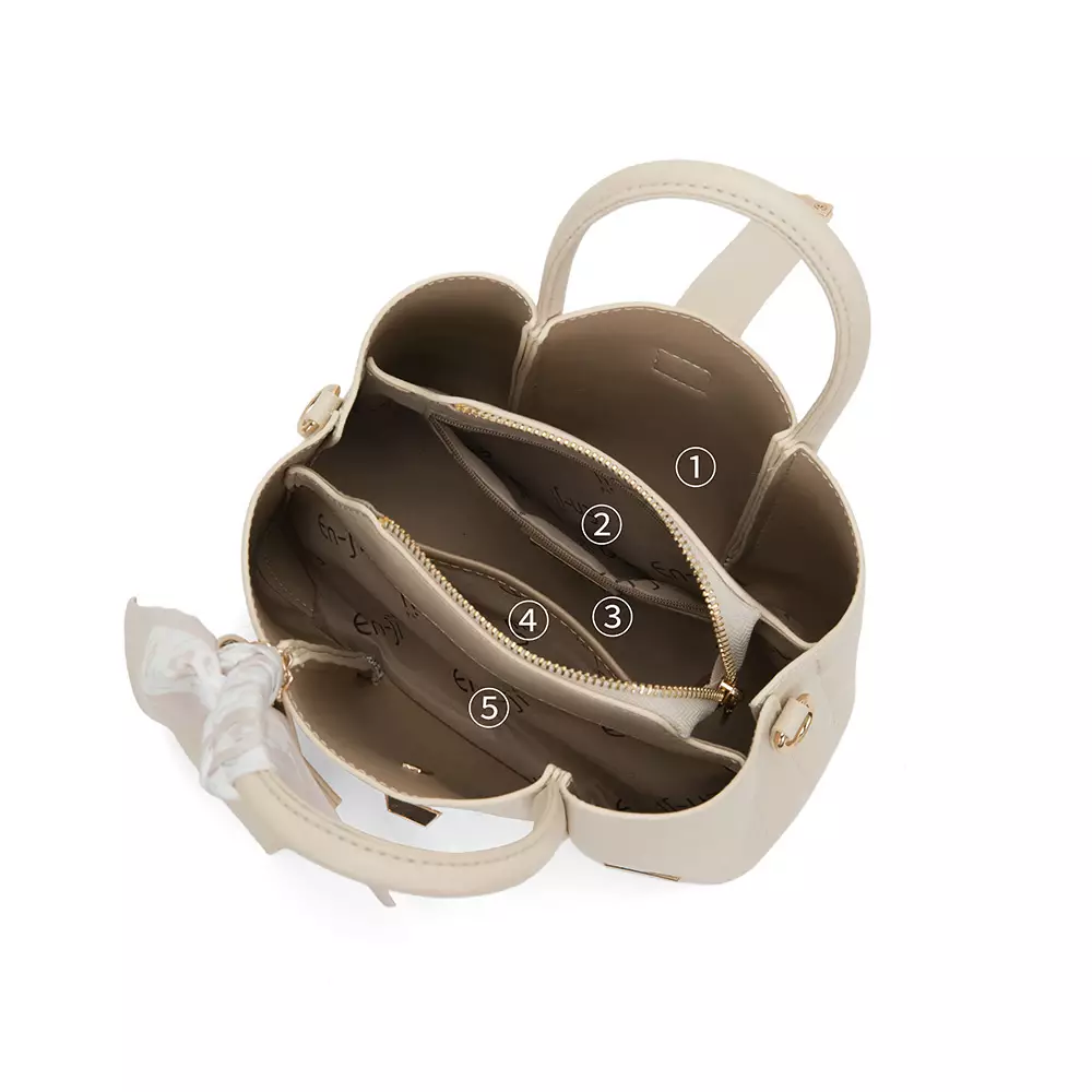 En-ji Solra Handbag Wanita Warna Cream