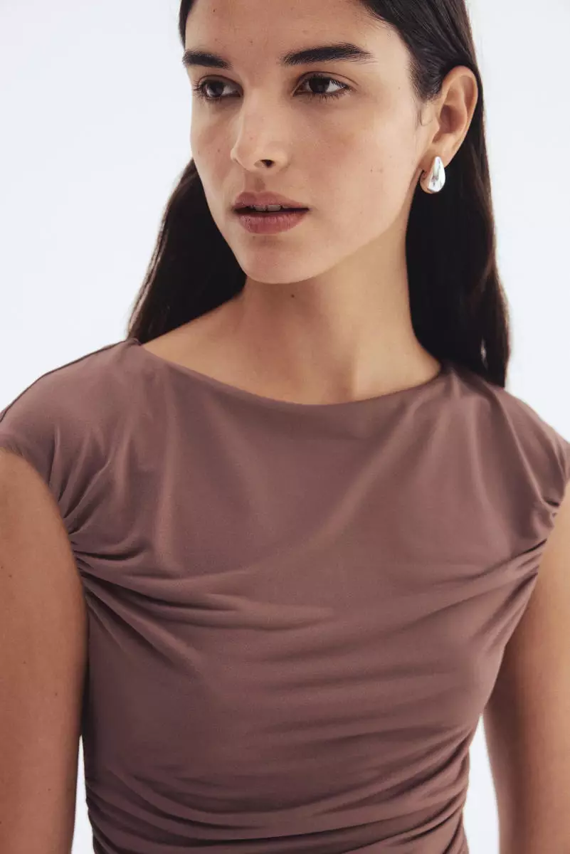 Draped cap-sleeved top