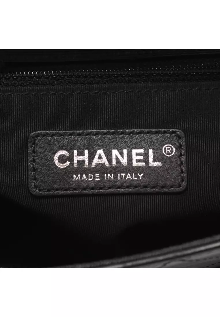 Pre-Loved Chanel matelasse W chain shoulder bag leather black silver hardware
