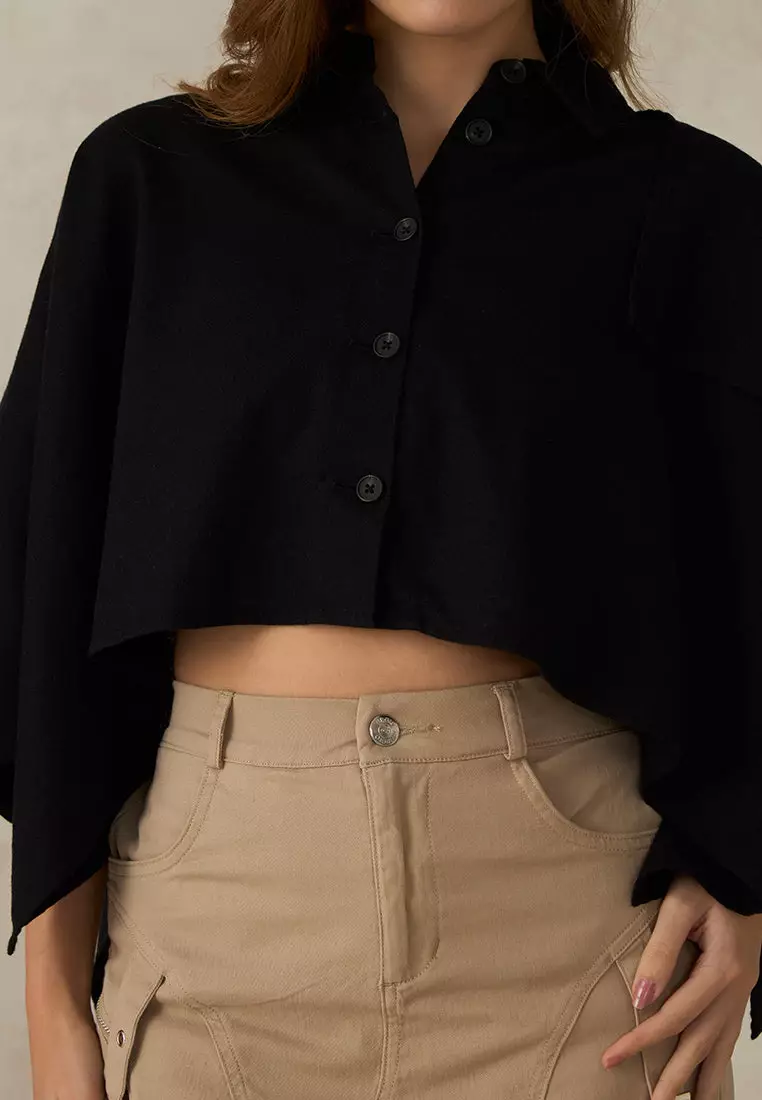 VIRGIO 100% Cotton Crop Trench Coat Cape