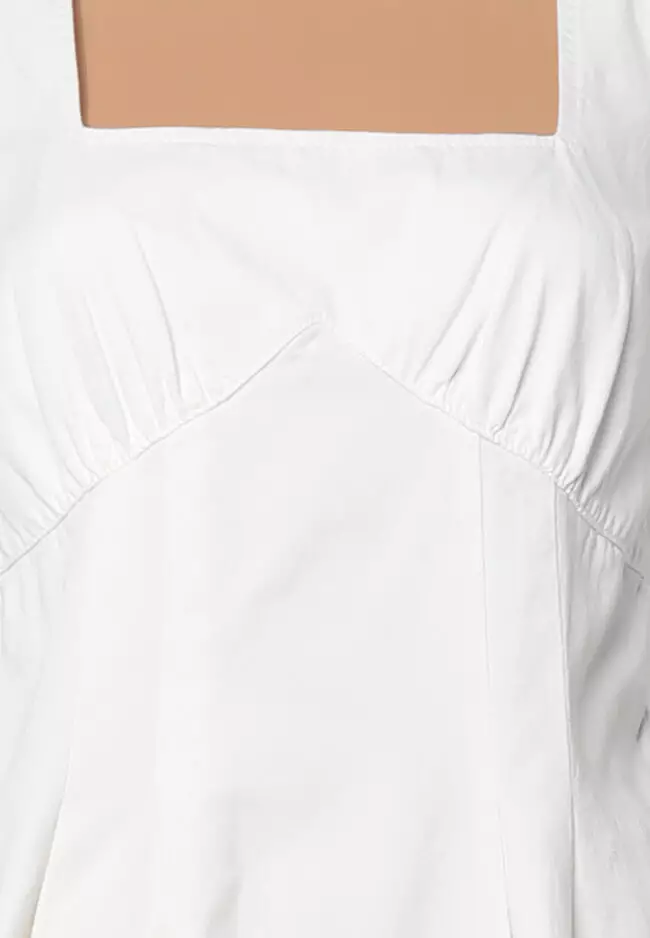 Puff Sleeve Square Neck Denim Dress